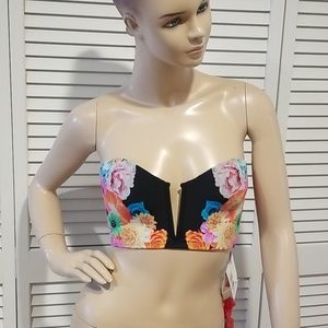 Red Carter Floral Bikini Top Sz XS Sexy Hot NWT
